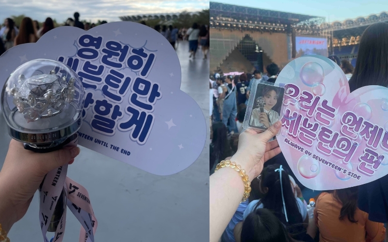 Concert banners fan project for SEVENTEEN featured heartfelt messages on both days. 