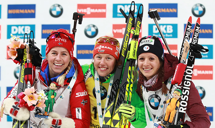 German takes women's sprint title at biathlon World Cup in PyeongChang 