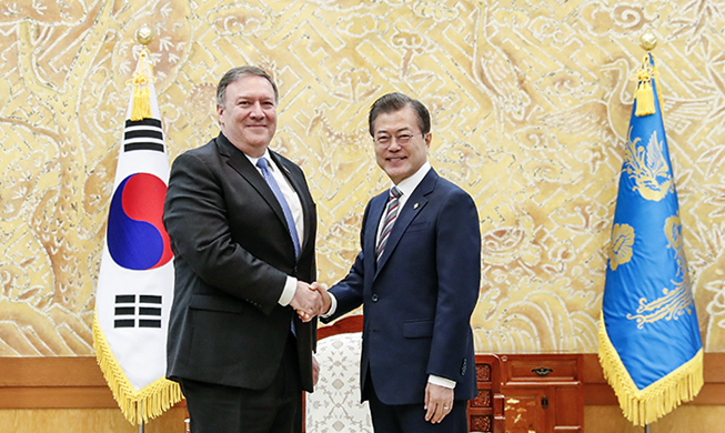 President Moon, Secretary Pompeo discuss Singapore agreement