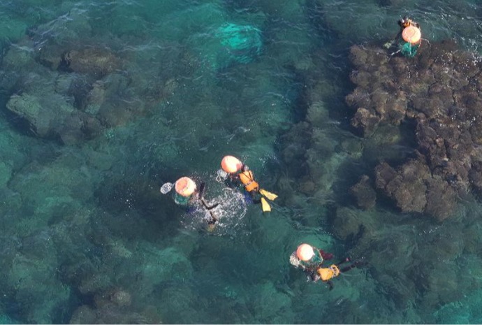 Female divers on Jeju Island in winter