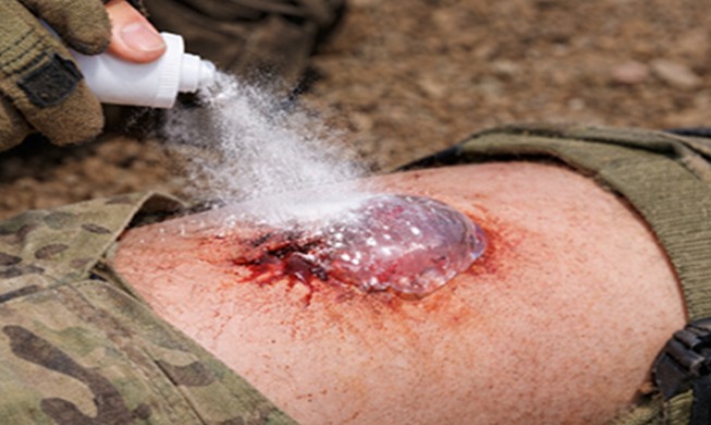 Powder-like agent stops wound from bleeding in one second